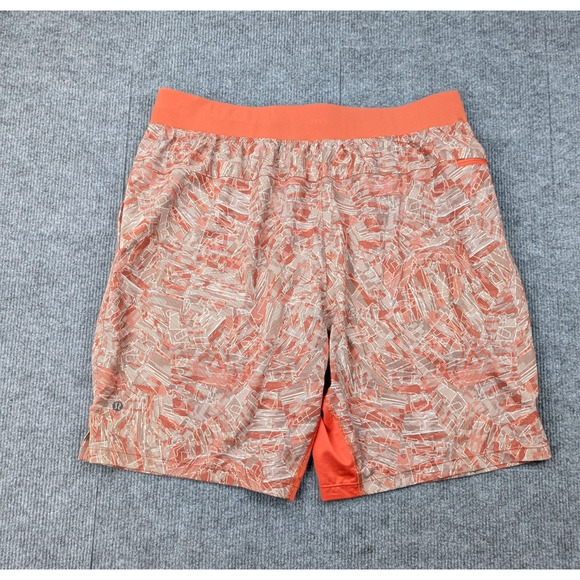 Lululemon T.H.E. Short Mens XL Linerless Parallel Divide Warm Coral Pull On Gym - Picture 2 of 7